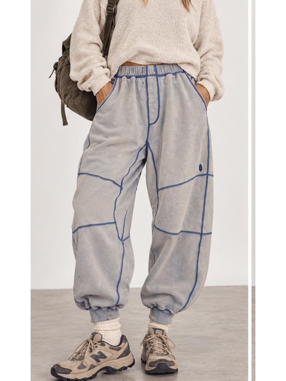 FP Movement Light Blue Relaxed Gorpcore Chunky Boho Athleisure Jogger Pants L/XL